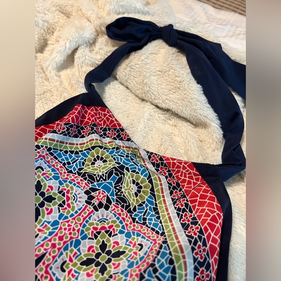 Allen B. Medallion Mandala Halter Handkerchief Flowy Summer Top - Picture 9 of 9